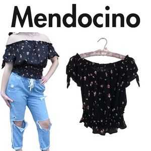 Mendocino Off The Shoulder Floral Smocked Crop Top